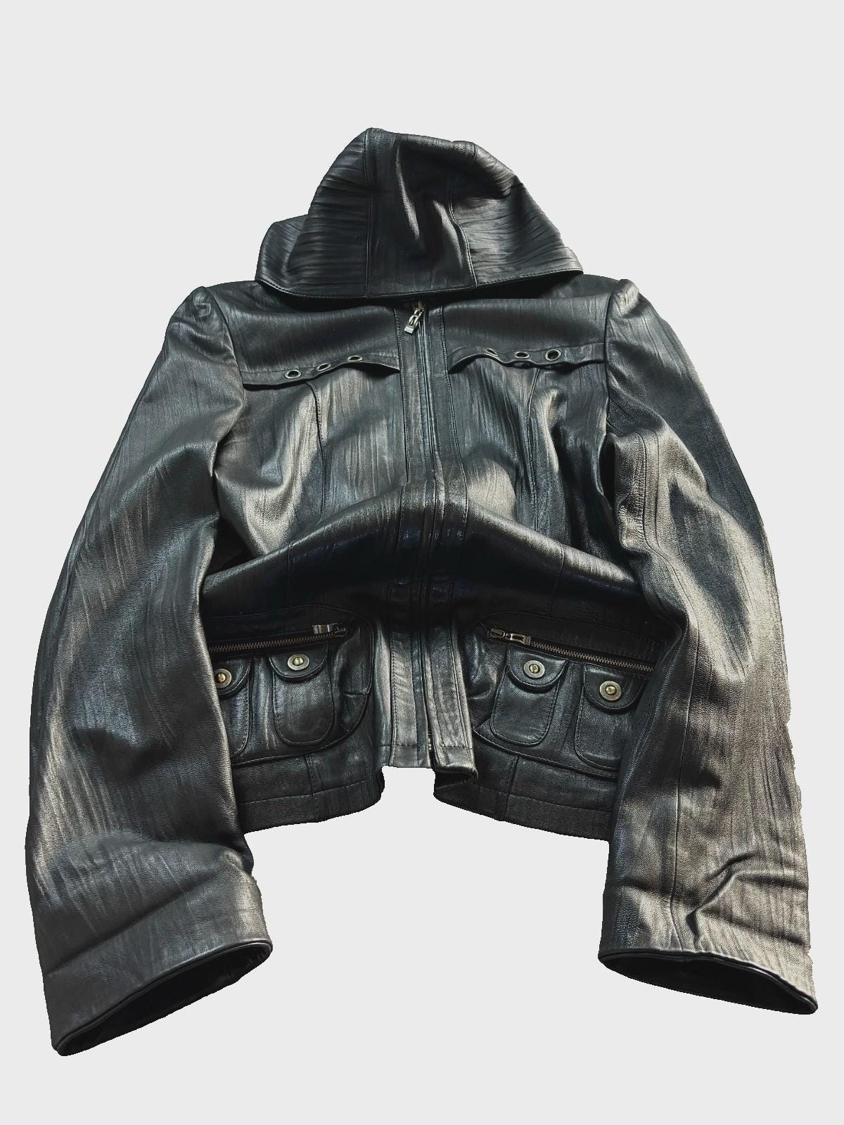 Rick Owens Leather Jacket - Etsy Denmark