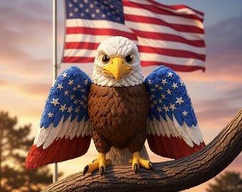 Patriotic Bald Eagle Figurine, American Made Decor, USA Collectible Statue, Home Office Display, Gift for Patriots