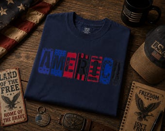 Patriotic America Shirt, Vintage USA Flag T-Shirt, 4th of July Graphic Tee, Distressed America Tee, Independence Day