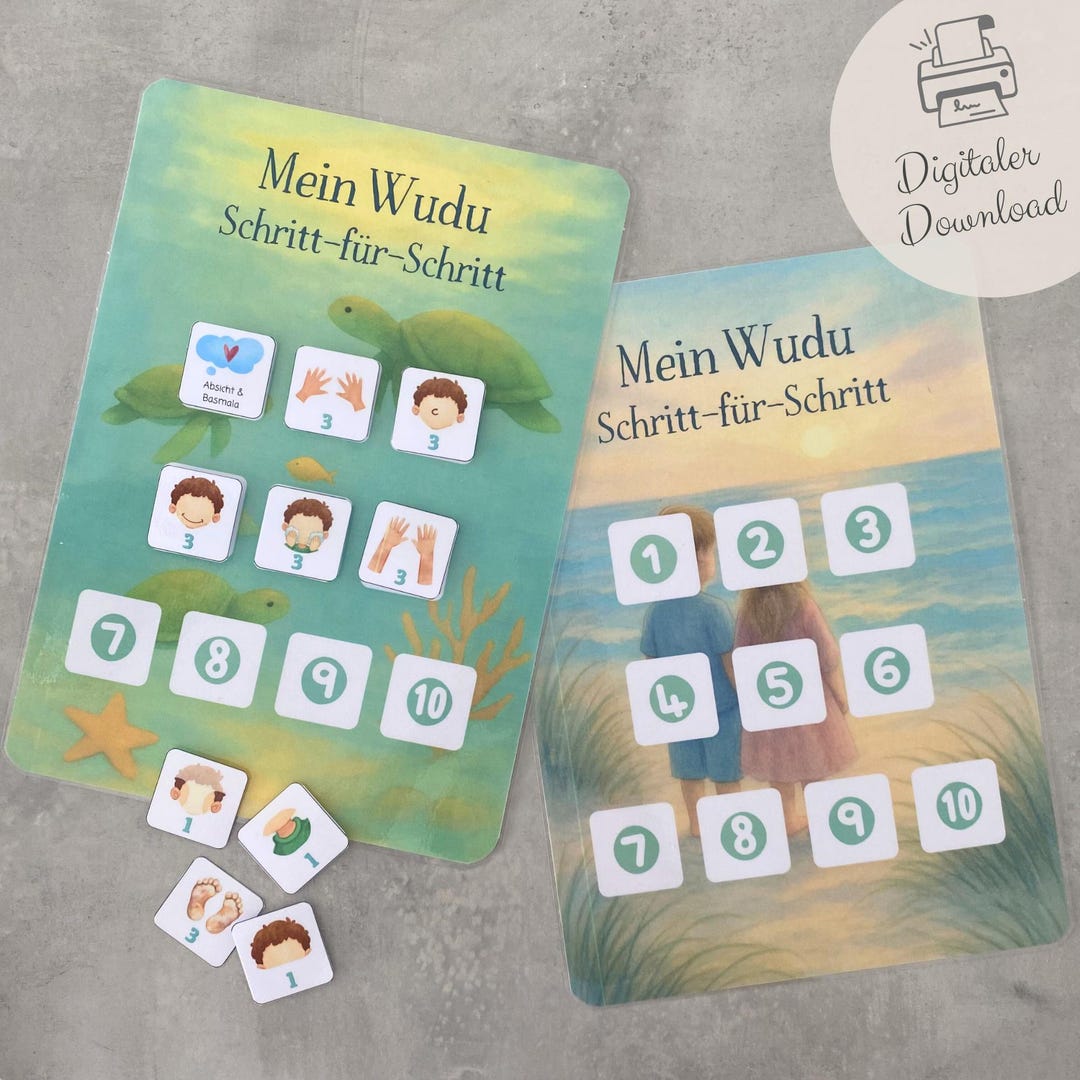 Wudu Flashcards for Kids PDF | Step-by-step Prayer Ablution With 20 ...