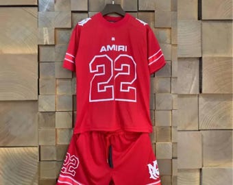 Conjunto deportivo Amiri Style Jersey 22 // Camiseta y pantalones cortos deportivos negros // Conjunto urbano