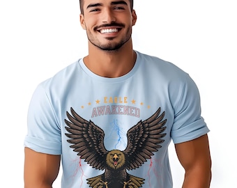 Eagle Awakened Shirt, Patriotic Lightning Graphic Tee, American Freedom T-Shirt