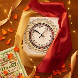 Hindi Calendar 24-Hour Dial Acrylic Wall Clock | Circular Script Timepiece