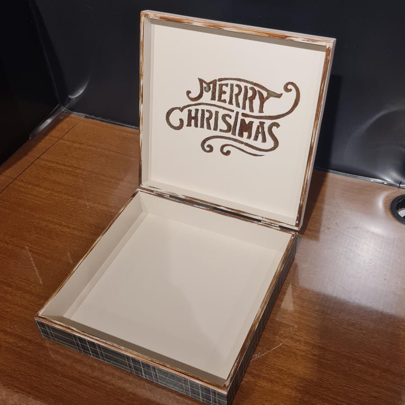 Green Tartan Plaid Tea Organizer Box With Compartments, Christmas Theme ...