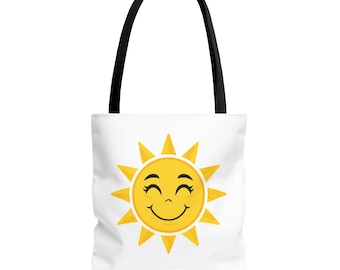 Happy Sun and Moon Tote Bag | Two-Sided All-Over Print