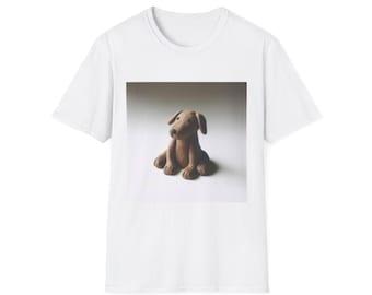 Brown Plush Puppy Illustration T-Shirt | Cute Dog Art Tee