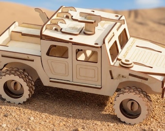 3D Wooden Humvee Model Laser Cut Files | Military Off-Road Truck Puzzle Plan (Digital Download)