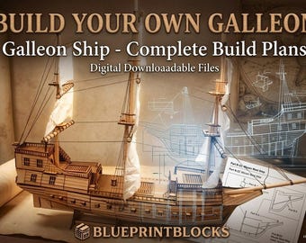 Wooden Galleon Ship Model Laser Cut File, 3D Puzzle Plans (Digital Download)