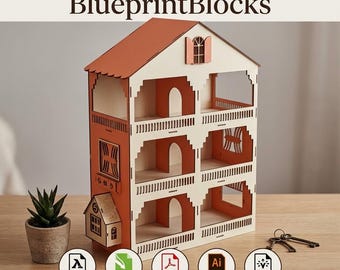 3-Story Luxury Dollhouse Laser Cut File: Miniature Mansion (Digital Download)