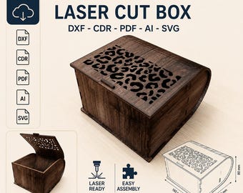 Decorative Wooden Box CNC Laser Cut Files, Parametric Storage Box Pattern, Digital Download, Dxf Cdr Pdf Ai Svg, CNC Router Template