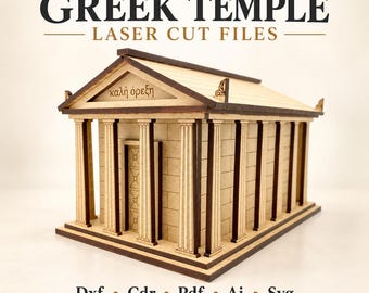 Greek Temple Laser Cut Files, Classical Architecture 3D Woodcraft Model, DIY Miniature Building Pattern, Dxf Cdr Pdf Ai Svg, BlueprintBlocks
