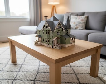 Victorian Pink Palace Dollhouse Laser Cut Files: Wooden Miniature Mansion (Digital Download)