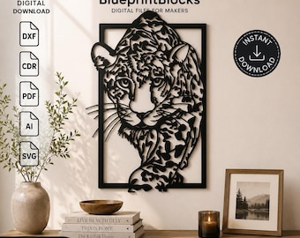 Leopard Wall Art Laser Cut File: Parametric Wildlife Vector (dxf, cdr, pdf, ai, svg)