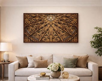 Layered Mandala Wall Art, Geometric Wood Cut File, Laser Cut SVG (Digital Download)