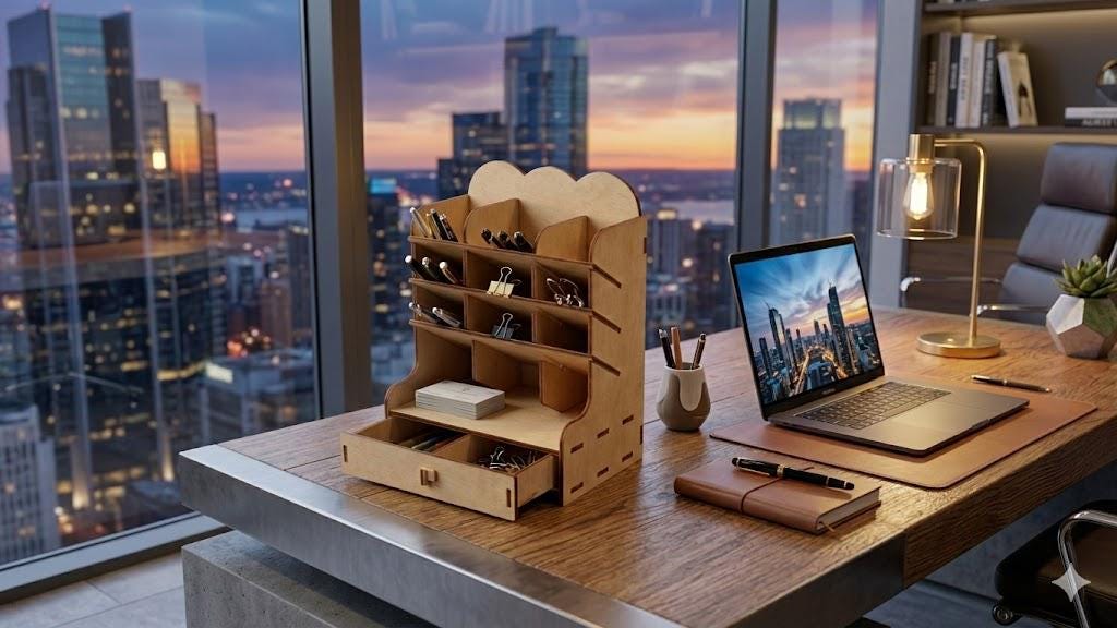 Laser Cut Desktop Organizer Plan, Multi-level Desk Caddy SVG (digital ...