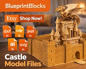 Dragon Castle Fortress 3D Wooden Model Laser Cut Files (dxf, cdr, pdf, ai, svg)