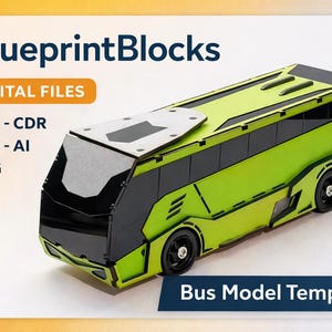 Futuristisches Bus 3D Puzzle Laser Cut Dateien (Digitaler Download)