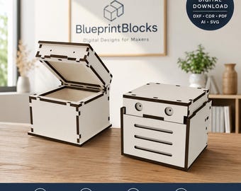 Wooden Robot Box Laser Cut File: Parametric Storage Chest Plan (Digital Download)