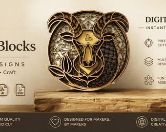 Capricorn Zodiac Layered Mandala Laser Cut File, Astrology Wall Art (Digital Download)