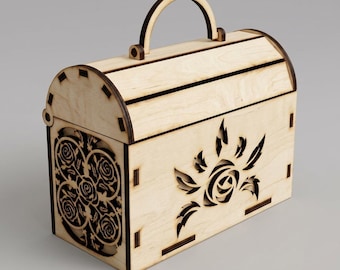 Laser Cut Wooden Box Template, Floral Chest Design, CNC Vector File (Digital Download)