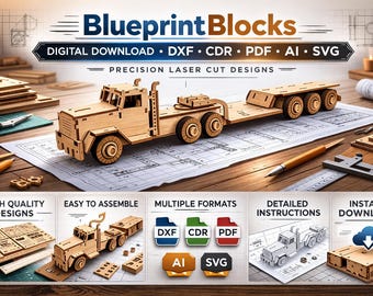 Heavy Duty Truck Lowboy Trailer Laser Cut Files (Digital Download)