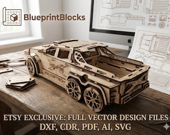 Archivos de corte láser de camioneta todoterreno 6x6, modelo de rompecabezas de madera 3D (dxf, cdr, pdf, ai, svg)