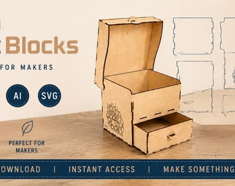 Wooden Desk Organizer Laser Cut File | Storage Box With Drawer (Digital Download)