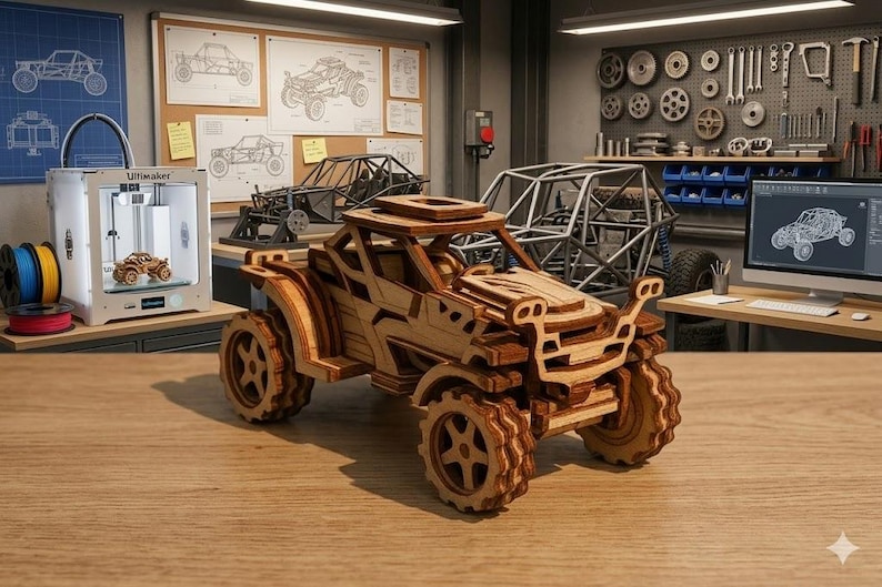 3D Wooden Off-road Buggy Laser Cut File: Vector Plan Blueprint (digital ...
