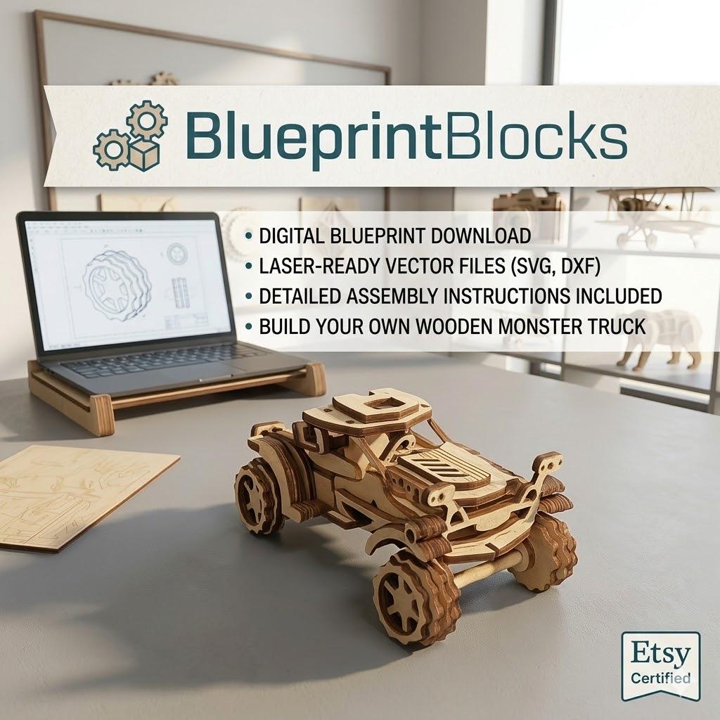 3D Wooden Off-road Buggy Laser Cut File: Vector Plan Blueprint (digital ...