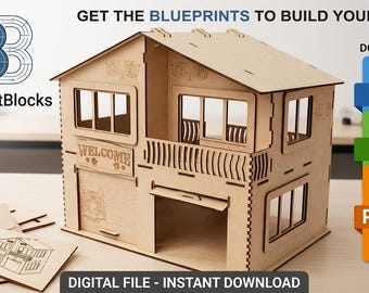 3D Dollhouse Garage Cut Files (dxf, cdr, pdf, ai, svg)