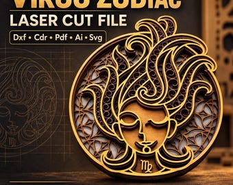 Virgo Zodiac Layered Laser Cut File, Maiden Wall Art Design, Astrology Decor, CNC Vector Arts Template, Dxf Cdr Pdf Ai Svg | BlueprintBlocks