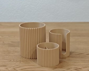 Organizer I Wattestäbchen I Wattepad I Pinsel I 3D Druck I Elegant I Rillendesign I Einzeln oder im Set