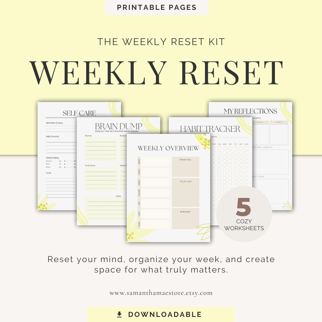The Weekly Reset Kit | Cozy Weekly Planner Printable | Habit Tracker ...