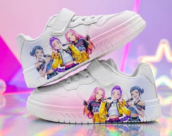 Sneakers per bambini a tema K-Pop Anime, scarpe personalizzate con grafica per bambini, regalo Kpop a tema Demon Hunter, scarpe per bambini realizzate su ordinazione, sneakers per fan degli anime