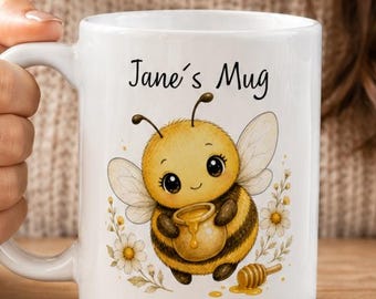 Personalized Bee Mug • Personalized Honey Bee Gift • Gift for Her • Birthday Gifts • Office Work Gifts • Affordable Birthday Gift • Bee Mug