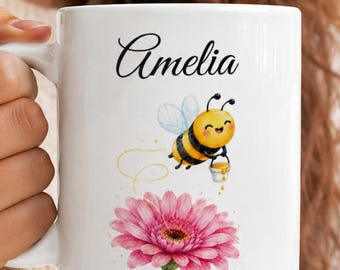 Personalized Bee Mug • Personalized Honey Bee Gift • Gift for Her • Birthday Gifts • Office Work Gifts • Affordable Birthday Gift • Bee Mug