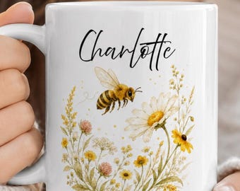 Personalized Bee Mug • Personalized Honey Bee Gift • Gift for Her • Birthday Gifts • Office Work Gifts • Affordable Birthday Gift • Bee Mug
