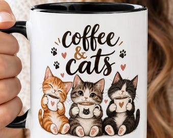 Cozy cat design coffee mug • Ceramic mug with a feline touch • Ideal gift for cat lovers • Gift for Her • Gift for Wife • Cat lovers Gifts