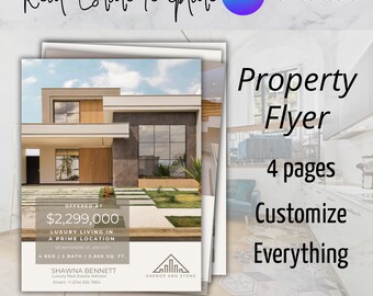 Editable Real Estate Property Flyer Template, Canva Listing Marketing Sheet (Instant Download)