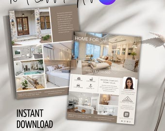 Real Estate Flyer Template, Canva Property Listing, Realtor Marketing Sheet (2 Pages)