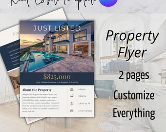 Editable Real Estate Flyer Template, Canva Property Listing Sheet (US Letter)