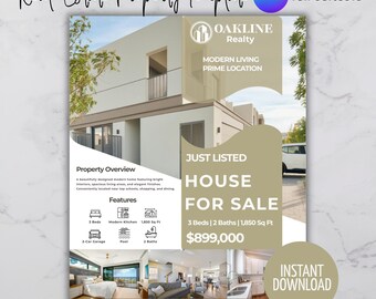 Editable Real Estate Flyer Template, Canva Realtor Marketing Brochure (Instant Download)