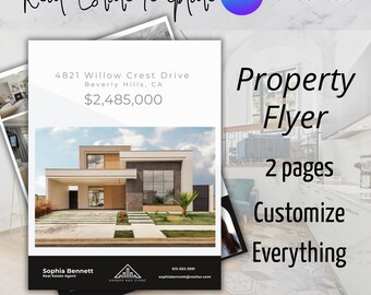 Modern Real Estate Flyer Template, Canva Property Listing, Editable Realtor Marketing (Digital Download)