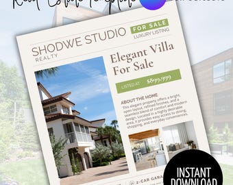 Luxury Real Estate Flyer Template, Canva House Listing, Realtor Marketing (Digital Download)