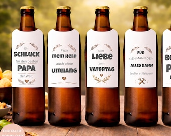 Bieranhänger für Papa – 6er Pack Designs Bierflasche| Vatertag Geschenk | 8x20 cm | Digital Download | Kleine Aufmerksamkeit | Last Minute