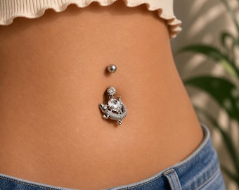 Navelring krokodil – Navelpiercing: Navelpiercing: Navelpiercing: roestvrijstalen navelpiercing