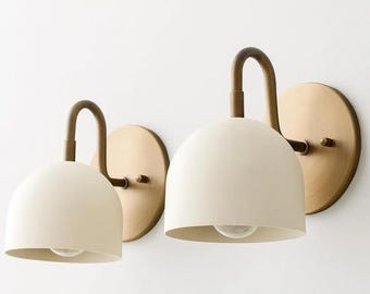 Modern Brass Bowl Wall Sconce – Handmade Dome Shade Light Fixture for Bedroom, Hallway & Living Room