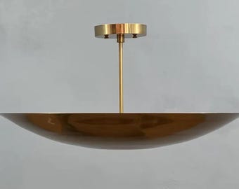 Lámpara de techo empotrada elegante de 6 luces - Lámpara colgante Sputnik de latón crudo de mediados de siglo