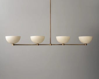 Lámpara de araña lineal de latón: Lámpara de mesa de comedor con accesorios de iluminación de mediados de siglo