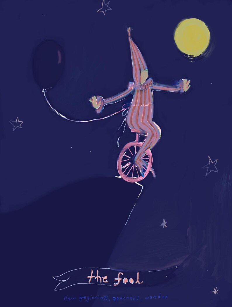 The Fool Celestial Art Print – Whimsical Tarot Inspired Illustration ...